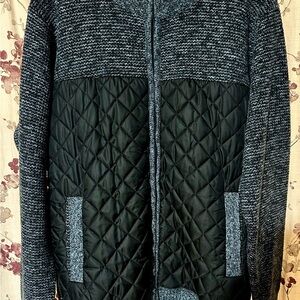 Men's Quilted Lamgool Zip Up Cardigan Sweater
